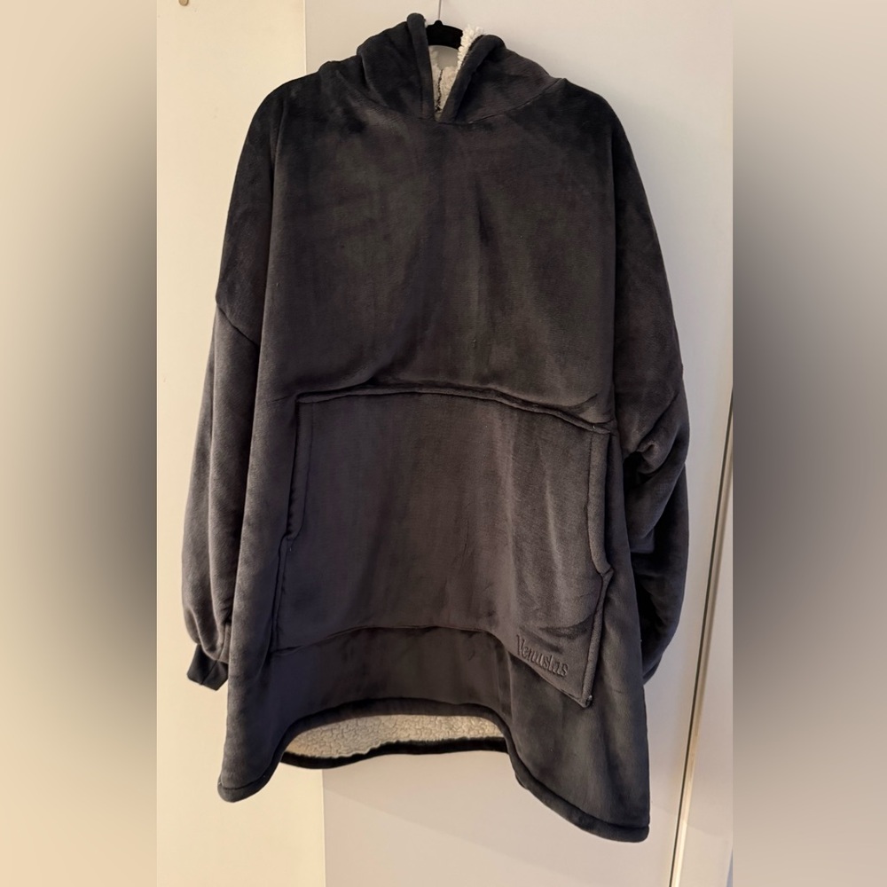 VENUSTAS Plush Hooded Wearable Blanket - deep navy Gray